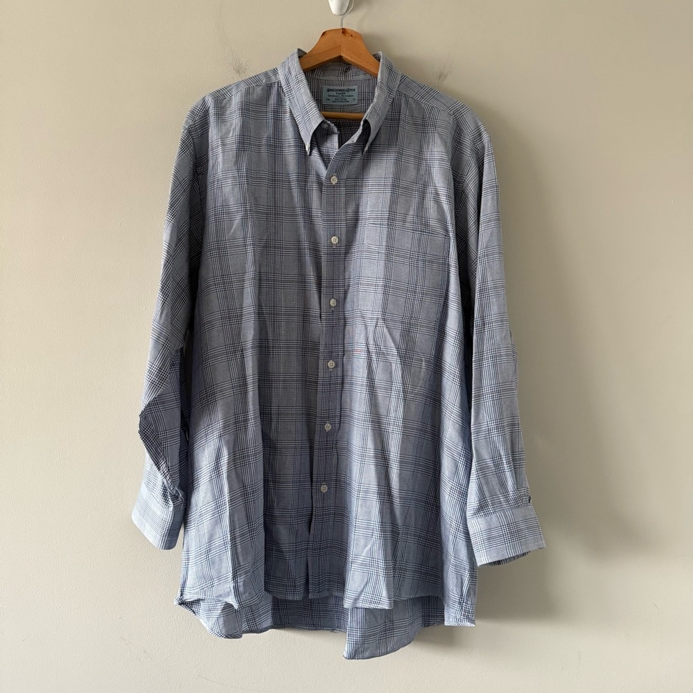 Vintage 80s Abercrombie & Fitch Plaid Button Down Mens 17.5 34 Corpcore Office